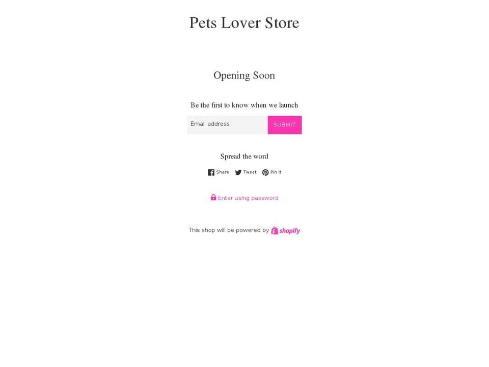 petsloverstore.com — Shopify storefront screenshot