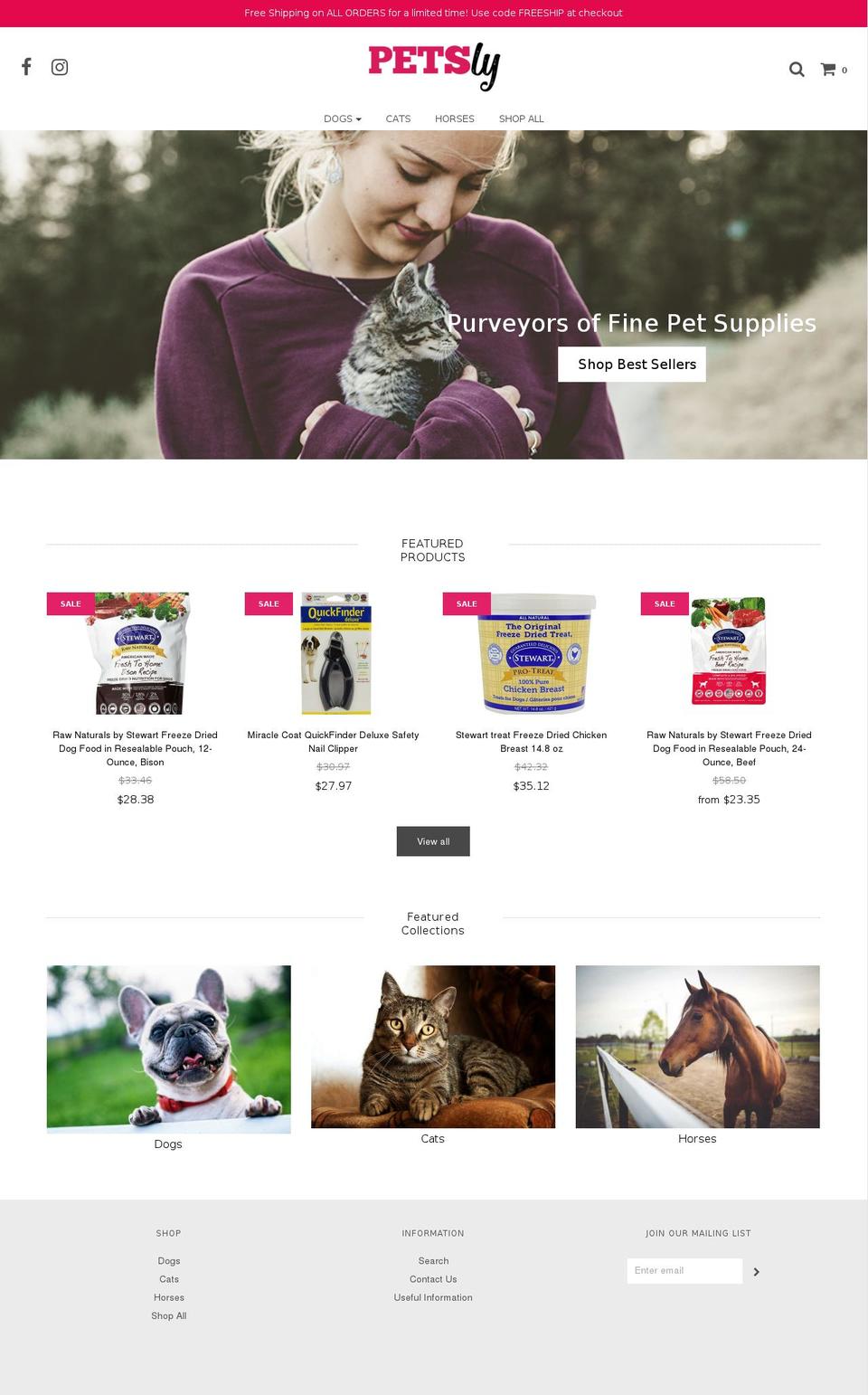 petsly.com — Shopify storefront screenshot