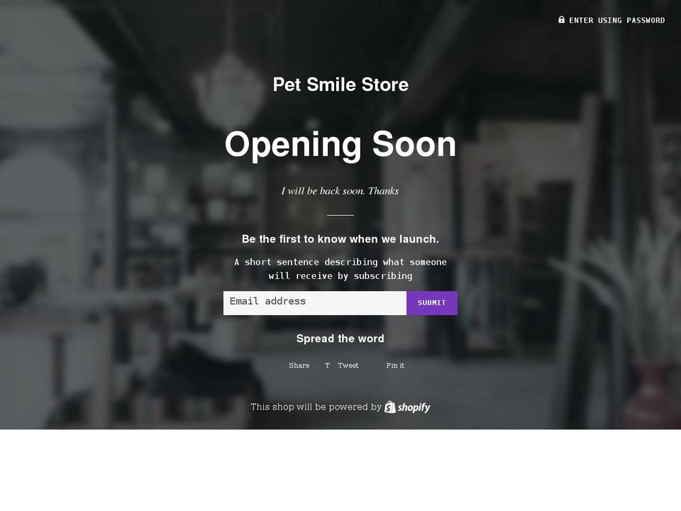 petsmilestore.com shopify website screenshot