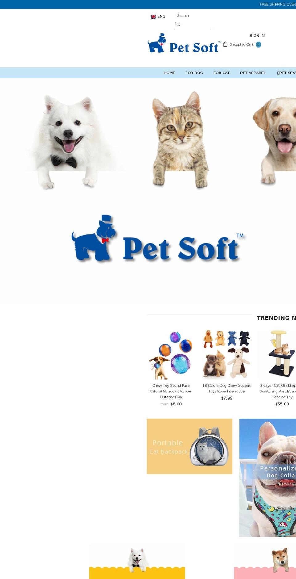 petsoftcare.com shopify website screenshot