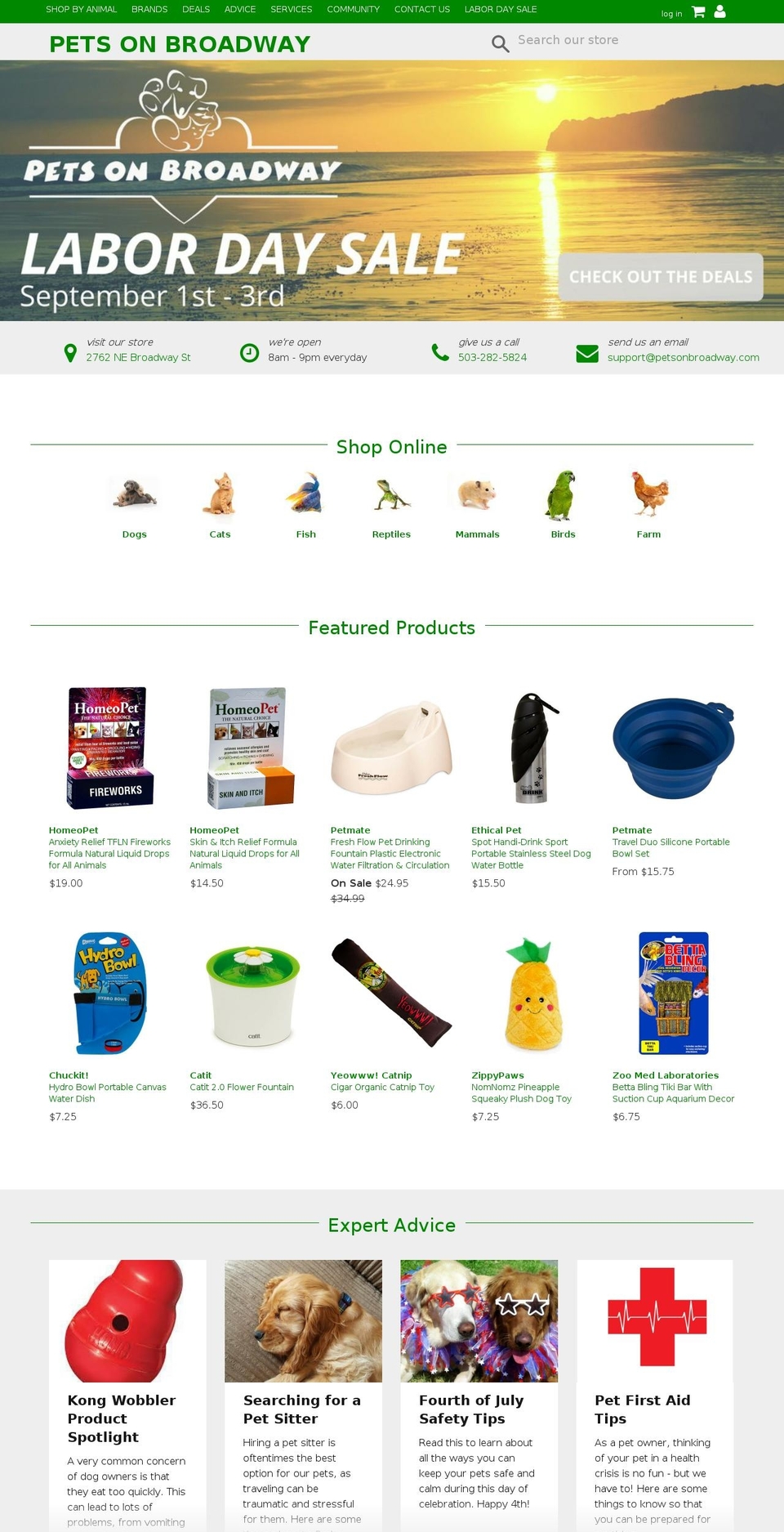 petsonbroadway.com shopify website screenshot