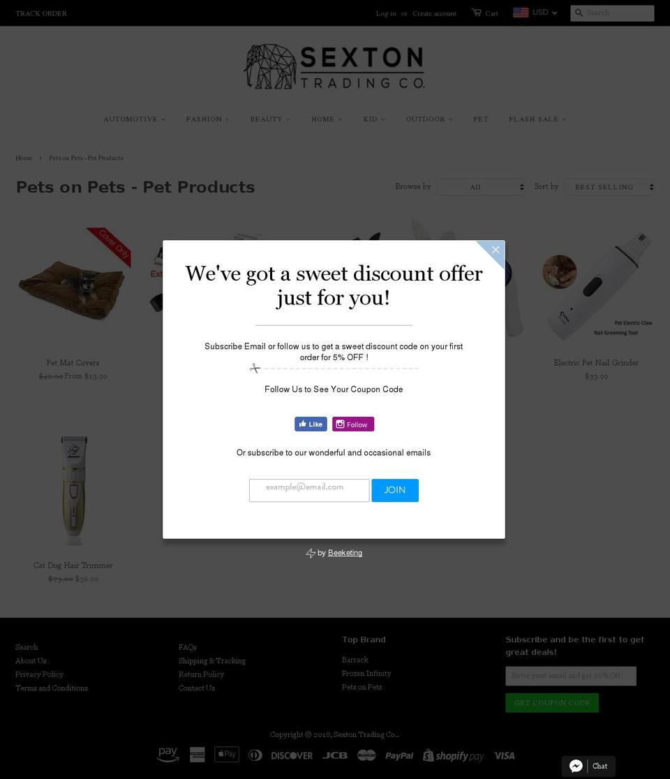 petsonpets.com — Shopify storefront screenshot