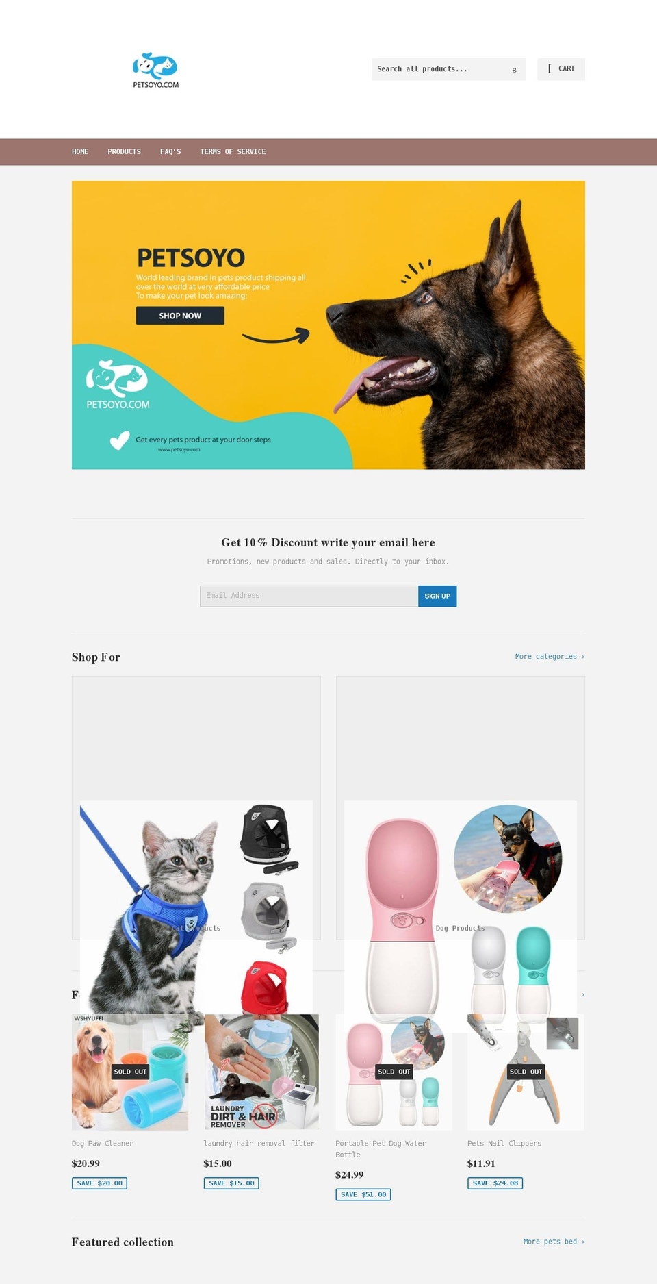 petsoyo.com shopify website screenshot