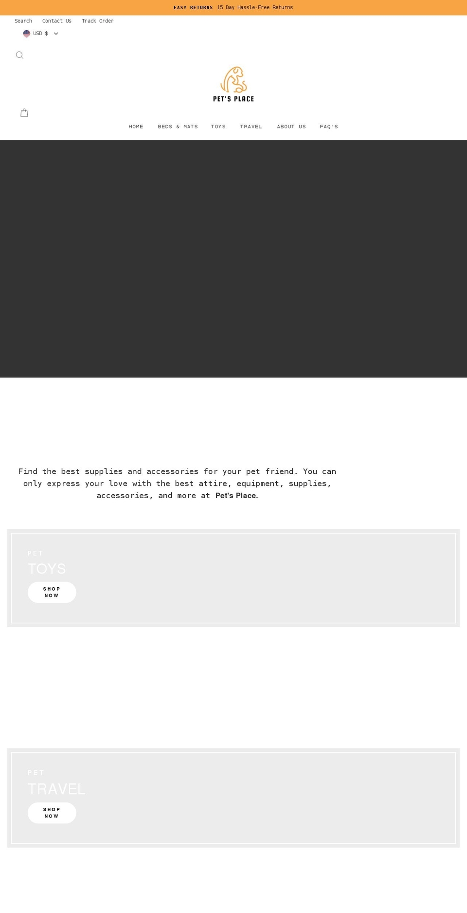 petsplace.org shopify website screenshot