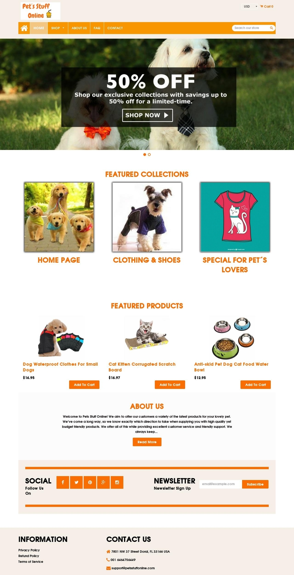 Animals Shopify theme site example petsstuffonline.com