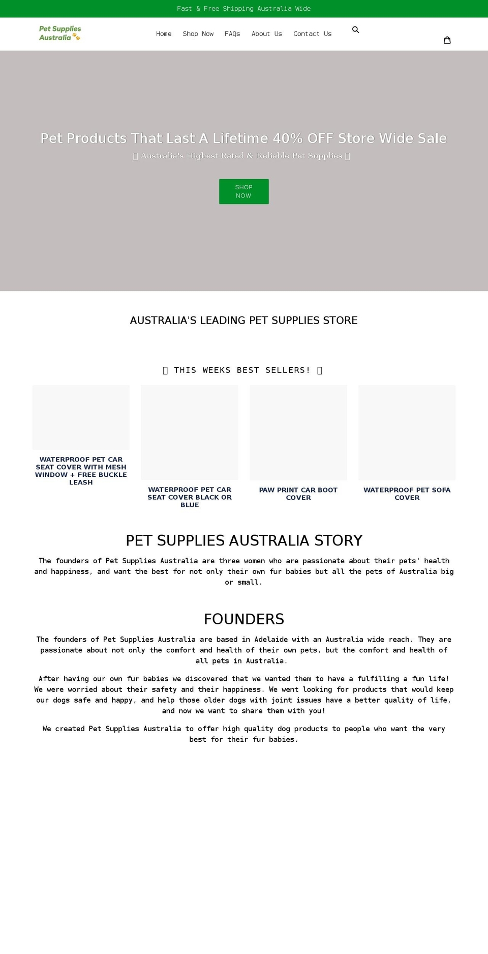 petsuppliesaustralia.com.au shopify website screenshot