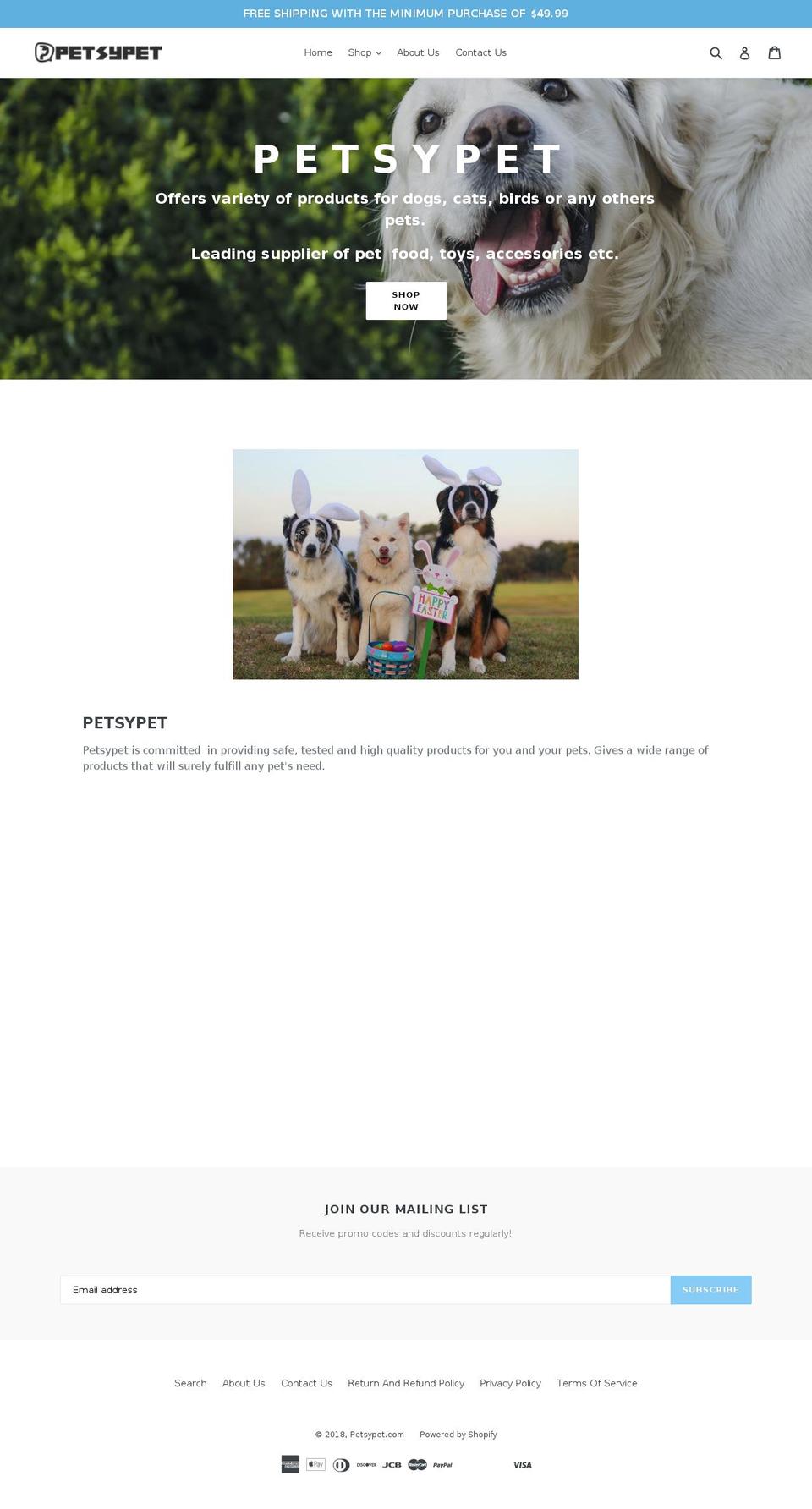 petsypet.com — Shopify storefront screenshot