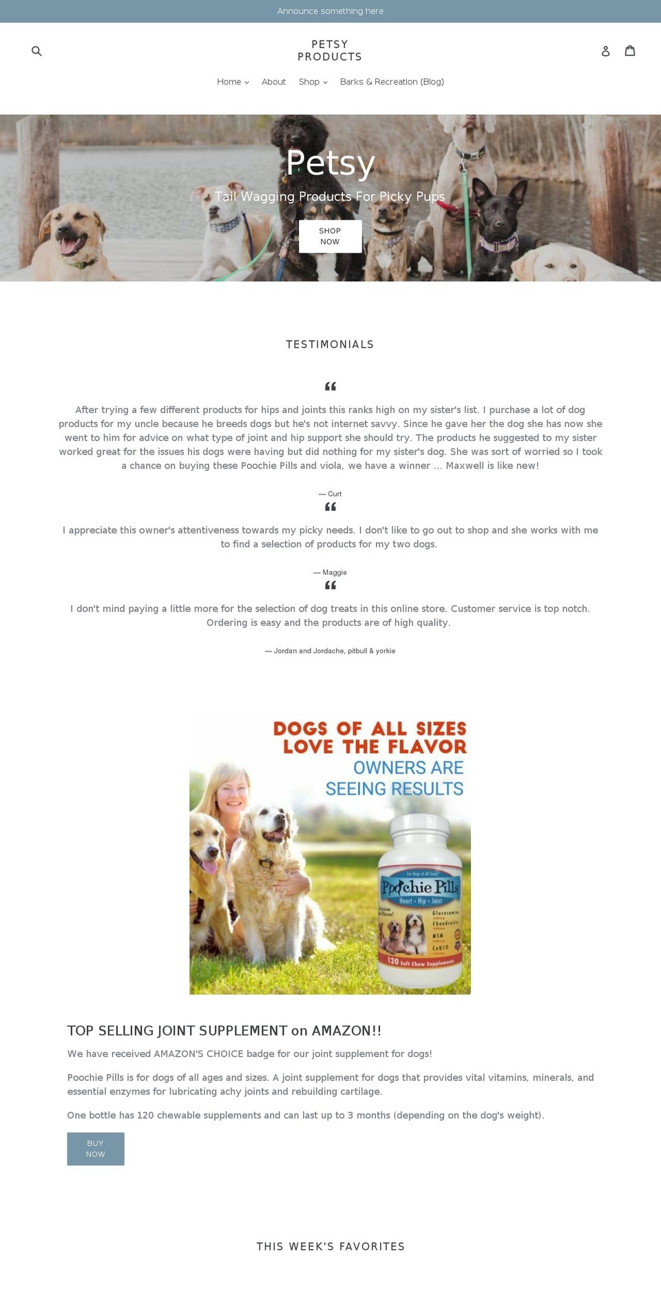 petsyproducts.com — Shopify storefront screenshot