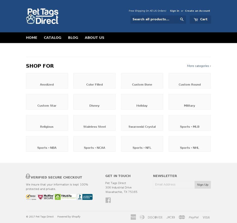 pettagsdirect.com shopify website screenshot