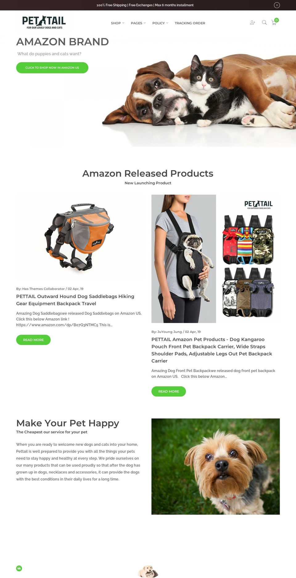 pettailus.com shopify website screenshot