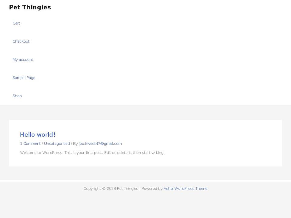 petthingies.com — Shopify storefront screenshot