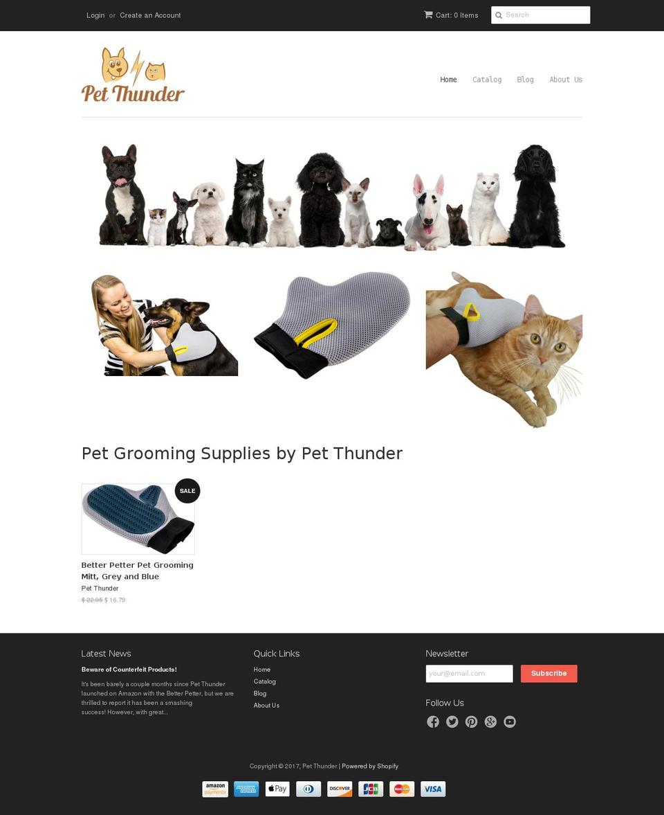 petthunder.com shopify website screenshot