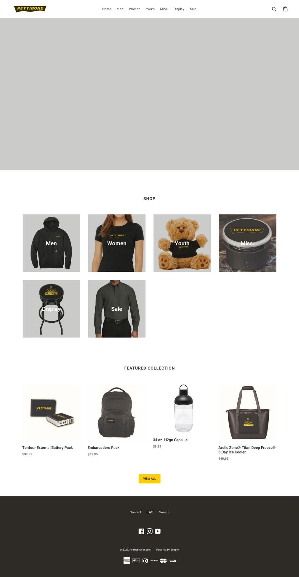 pettibonegear.com shopify website screenshot
