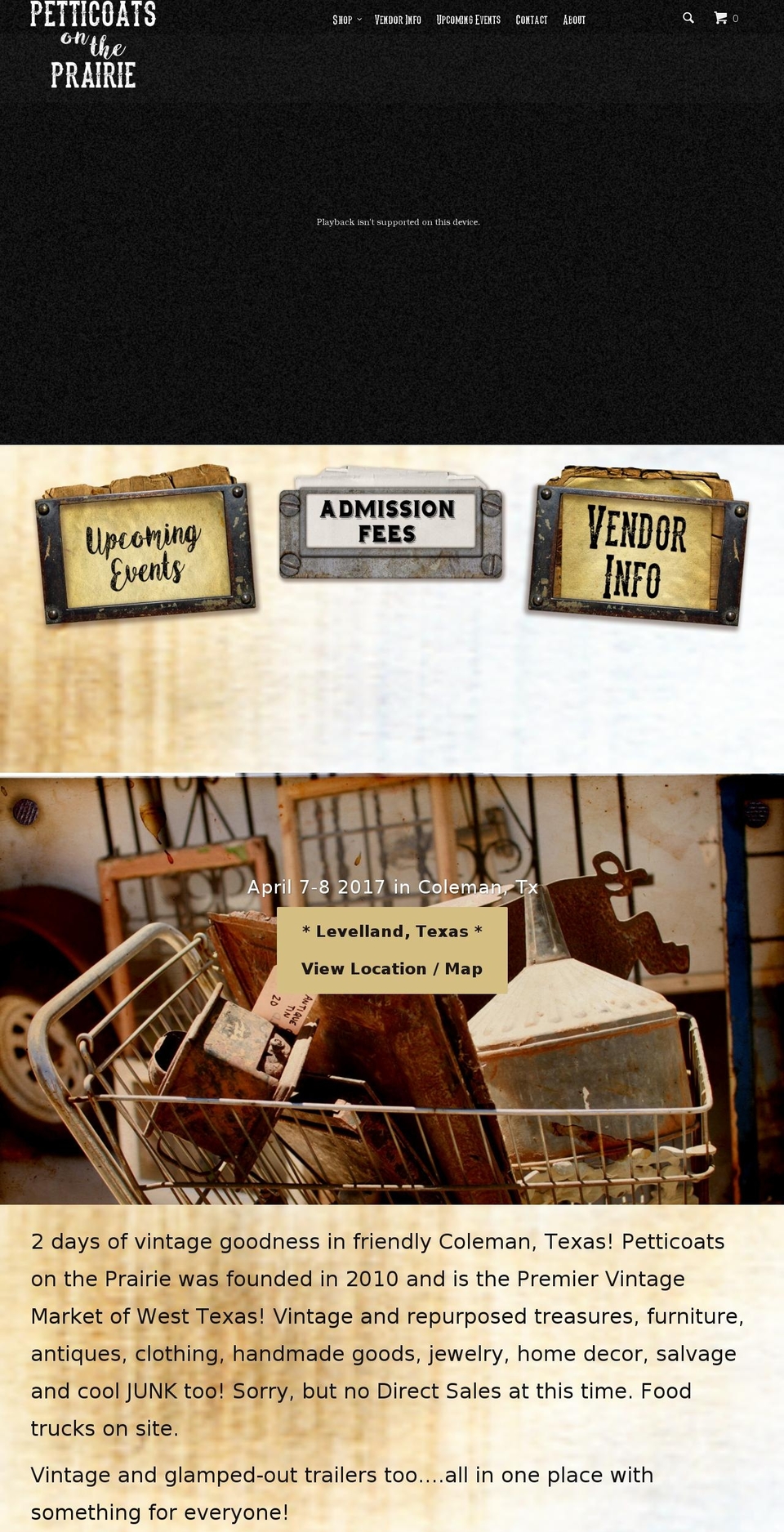 petticoatsontheprairie.com shopify website screenshot