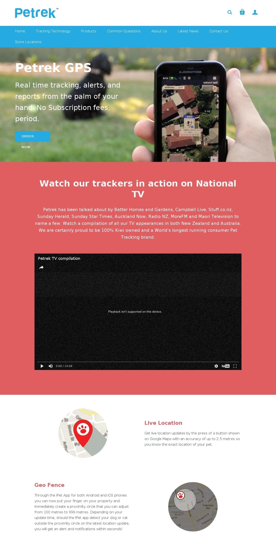 pettracking.co.nz shopify website screenshot