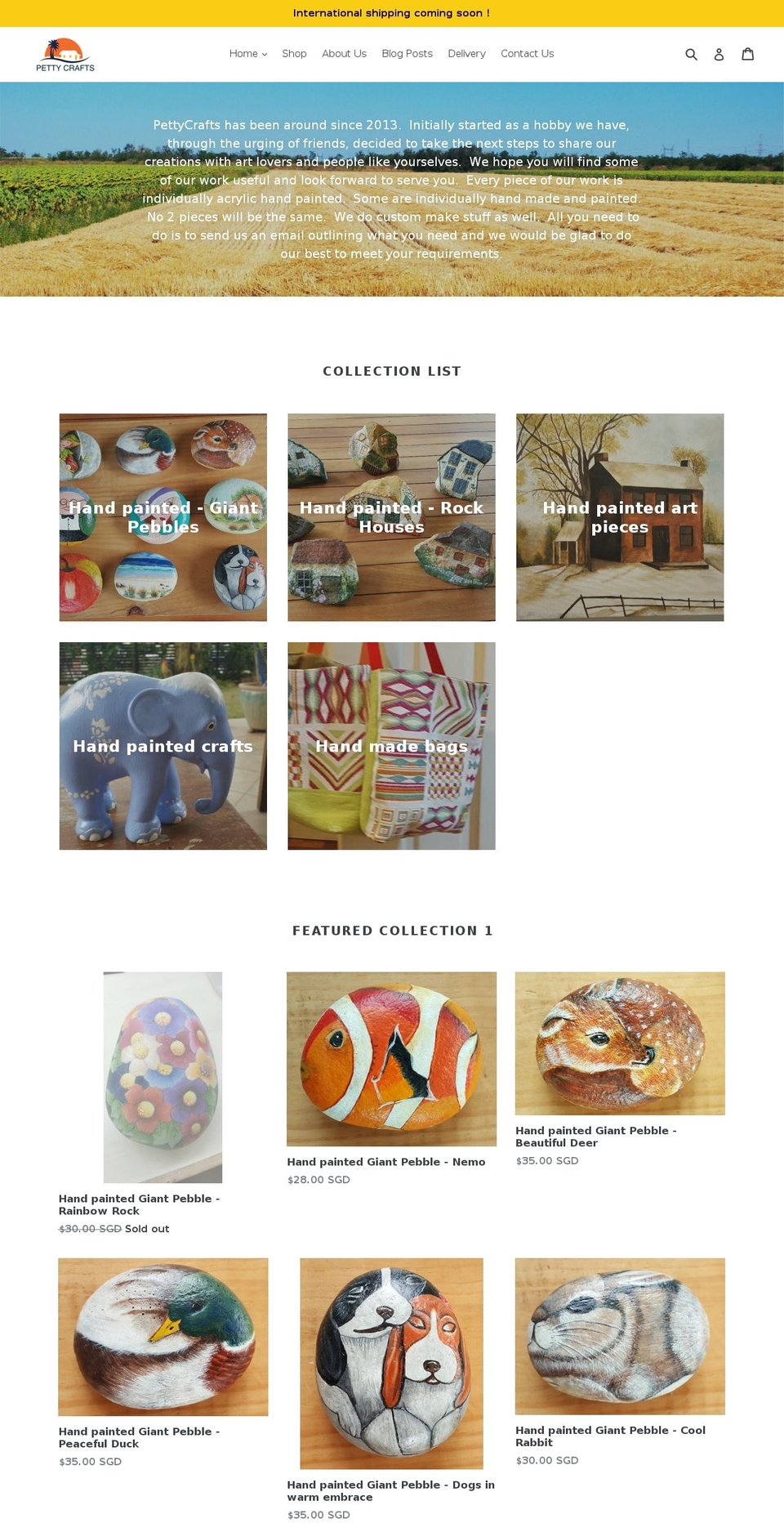 pettycrafts.com — Shopify storefront screenshot