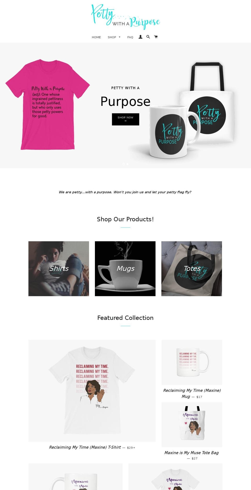 pettywithapurpose.com — Shopify storefront screenshot
