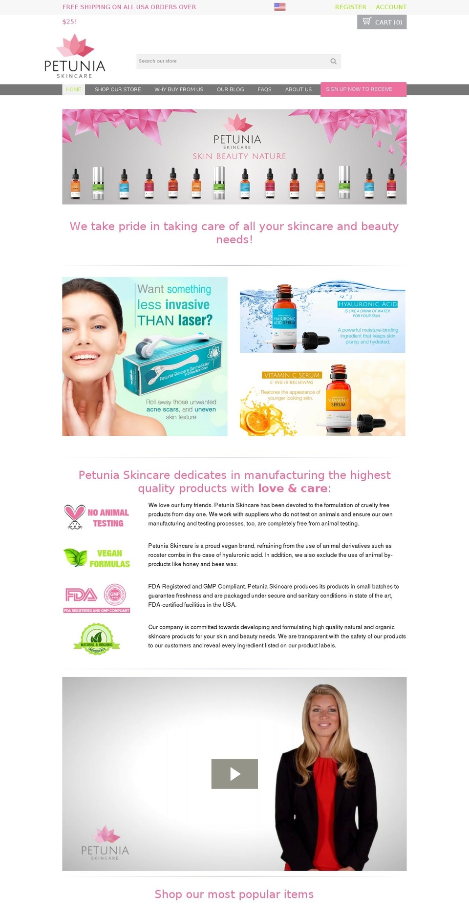 petuniaskincare.com shopify website screenshot