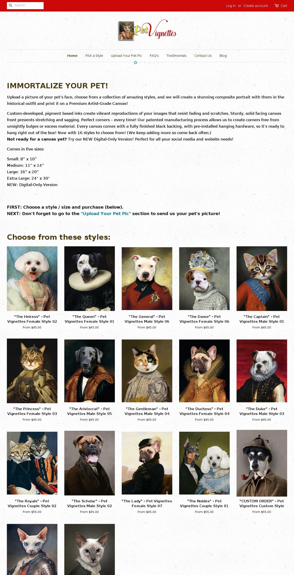 petvignettes.com shopify website screenshot