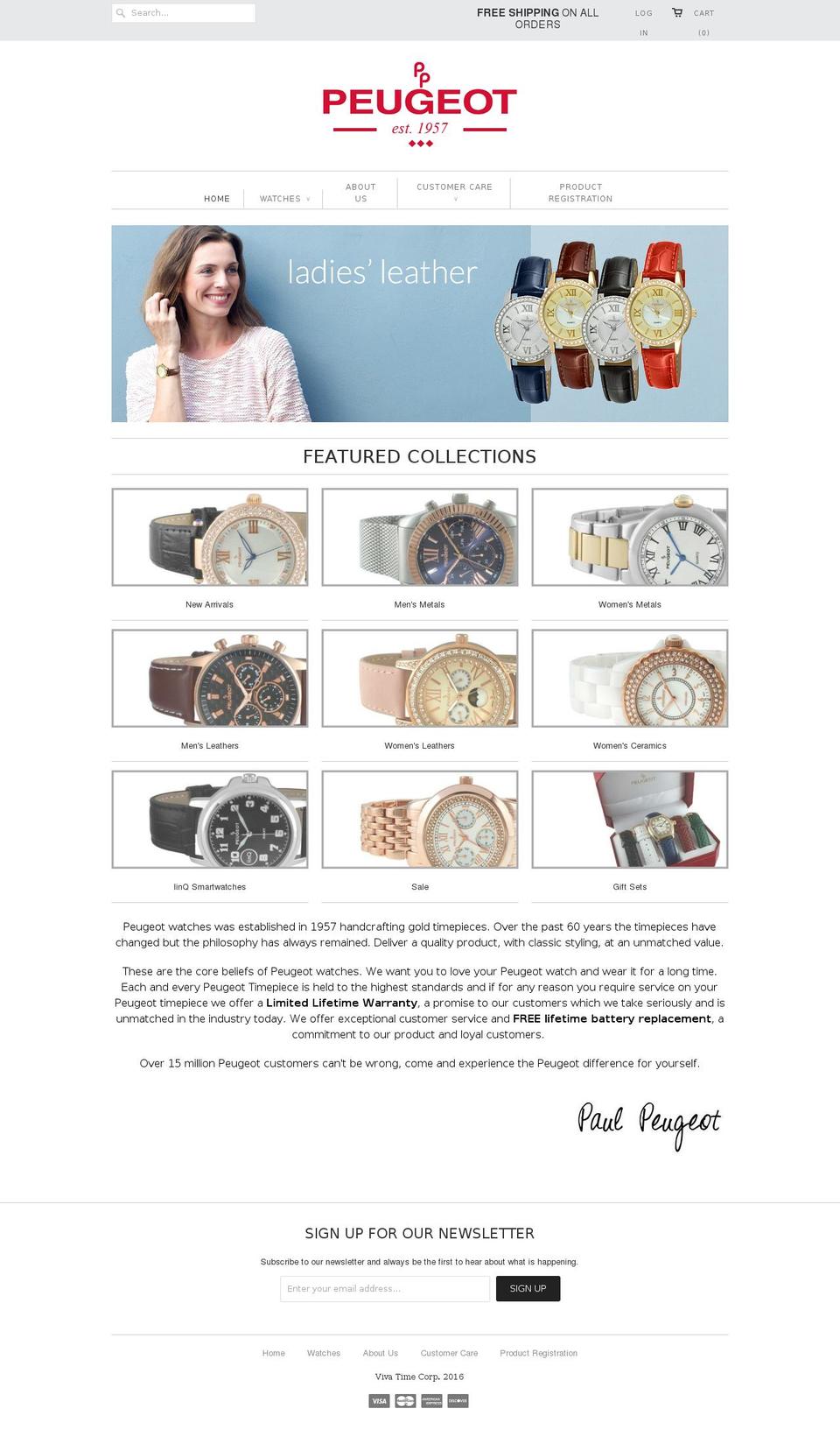 peugeotwatches.com shopify website screenshot