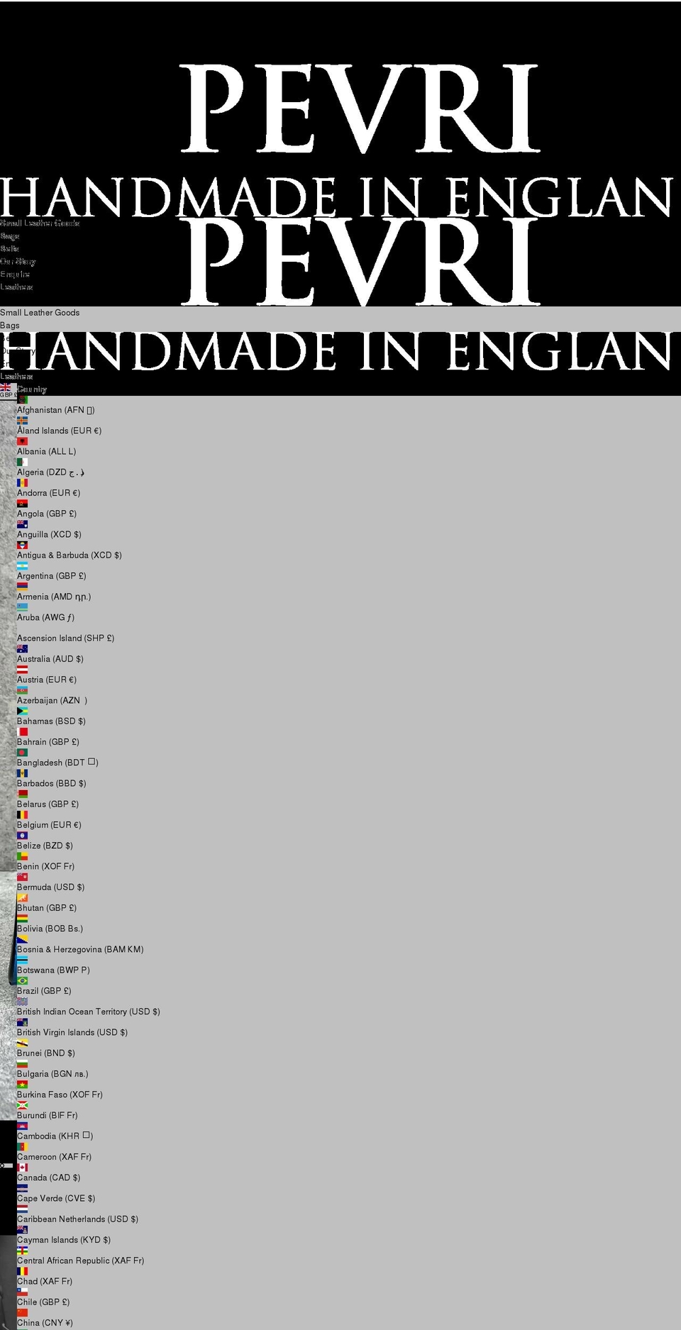 pevri.com shopify website screenshot