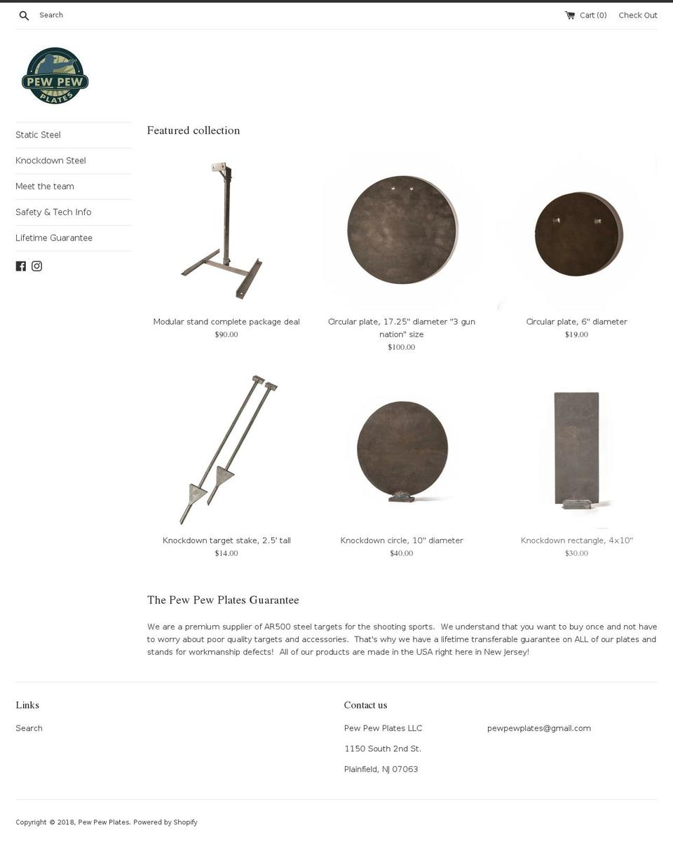 pewpewplates.com — Shopify storefront screenshot