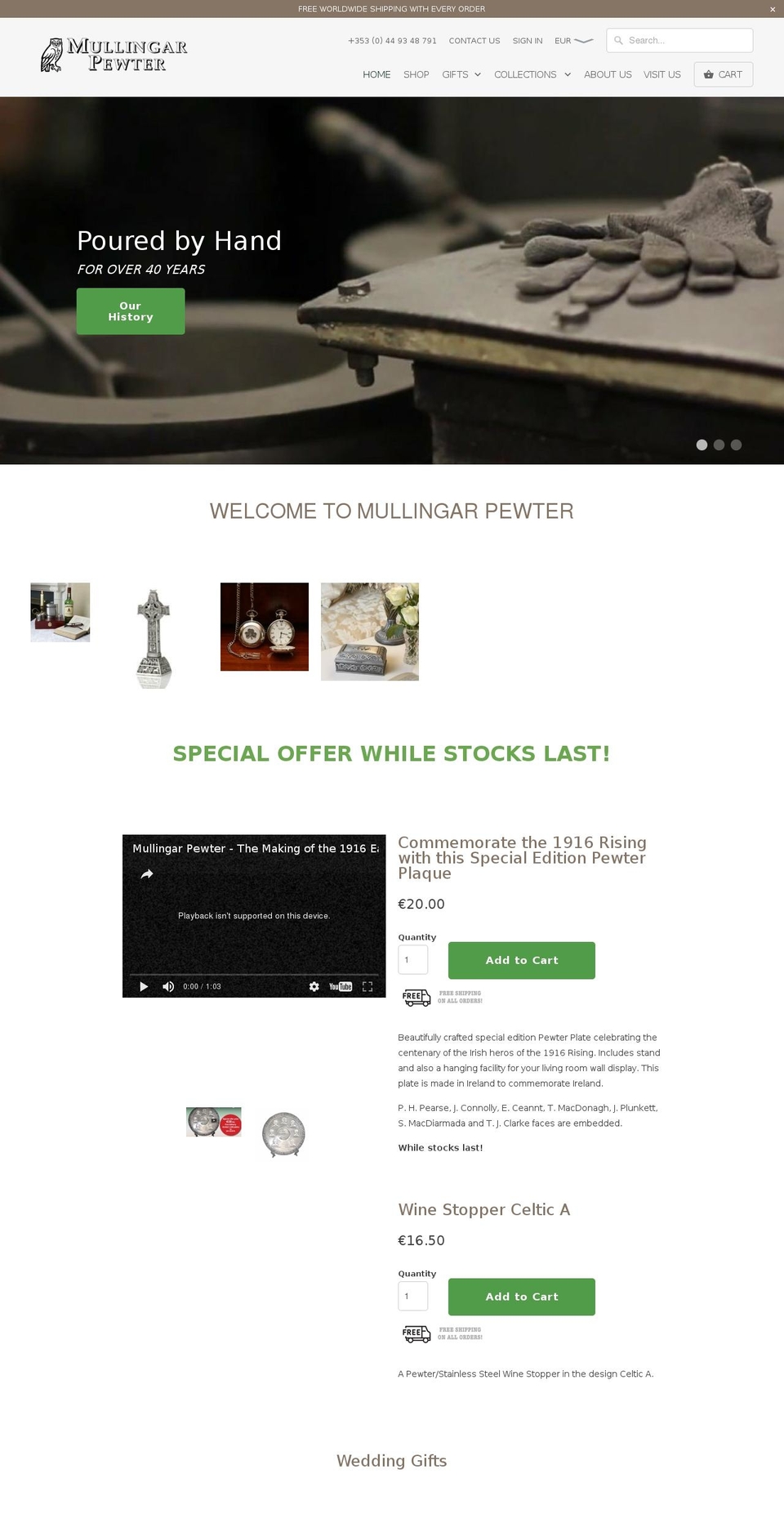 pewtergiftshop.net shopify website screenshot