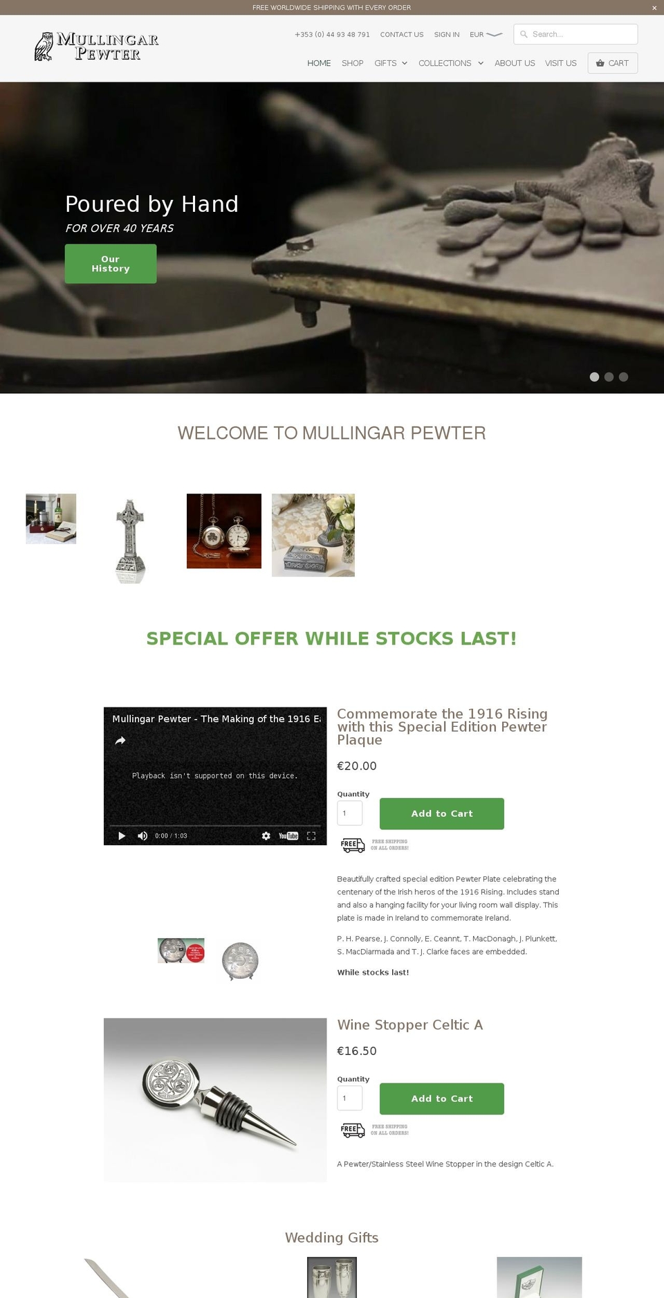 pewtergiftstore.net shopify website screenshot