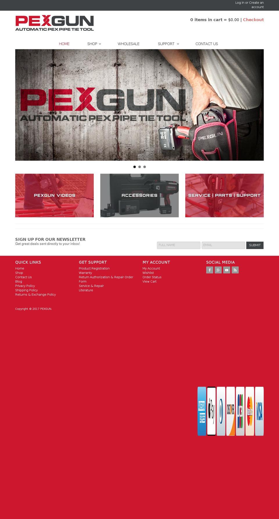 pexgun.com shopify website screenshot