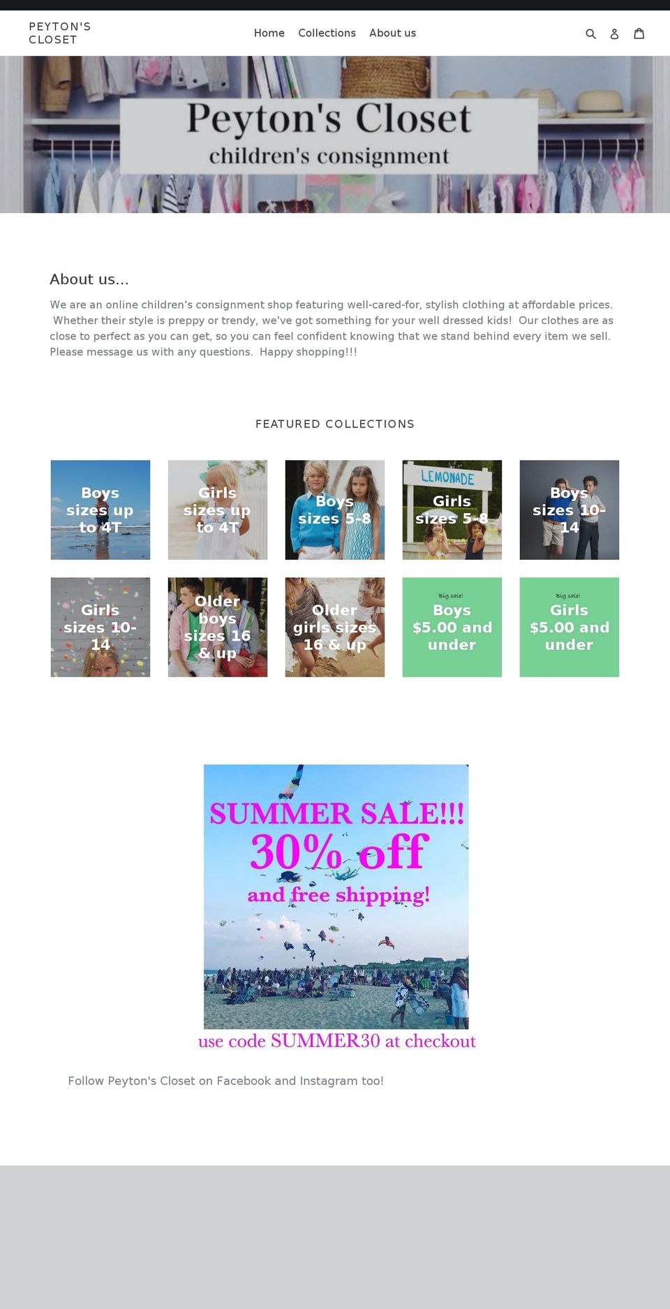 peytonsclosetconsignment.com — Shopify storefront screenshot