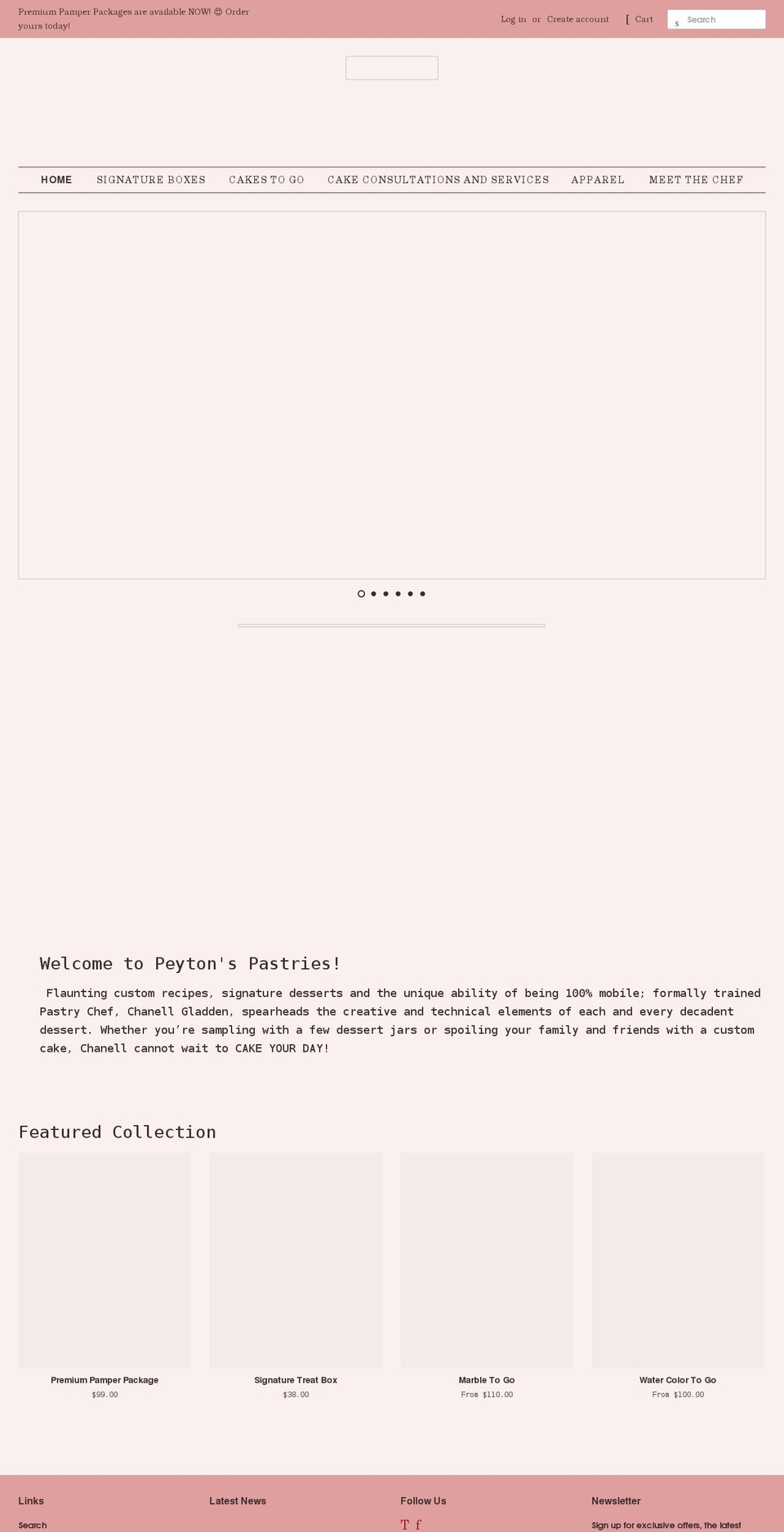 peytonspastriesandcatering.com shopify website screenshot