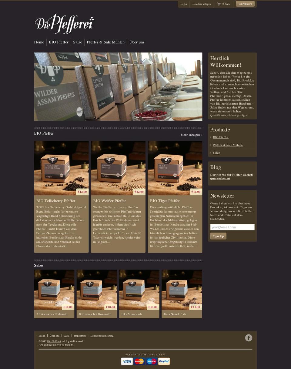 pfefferei.com shopify website screenshot