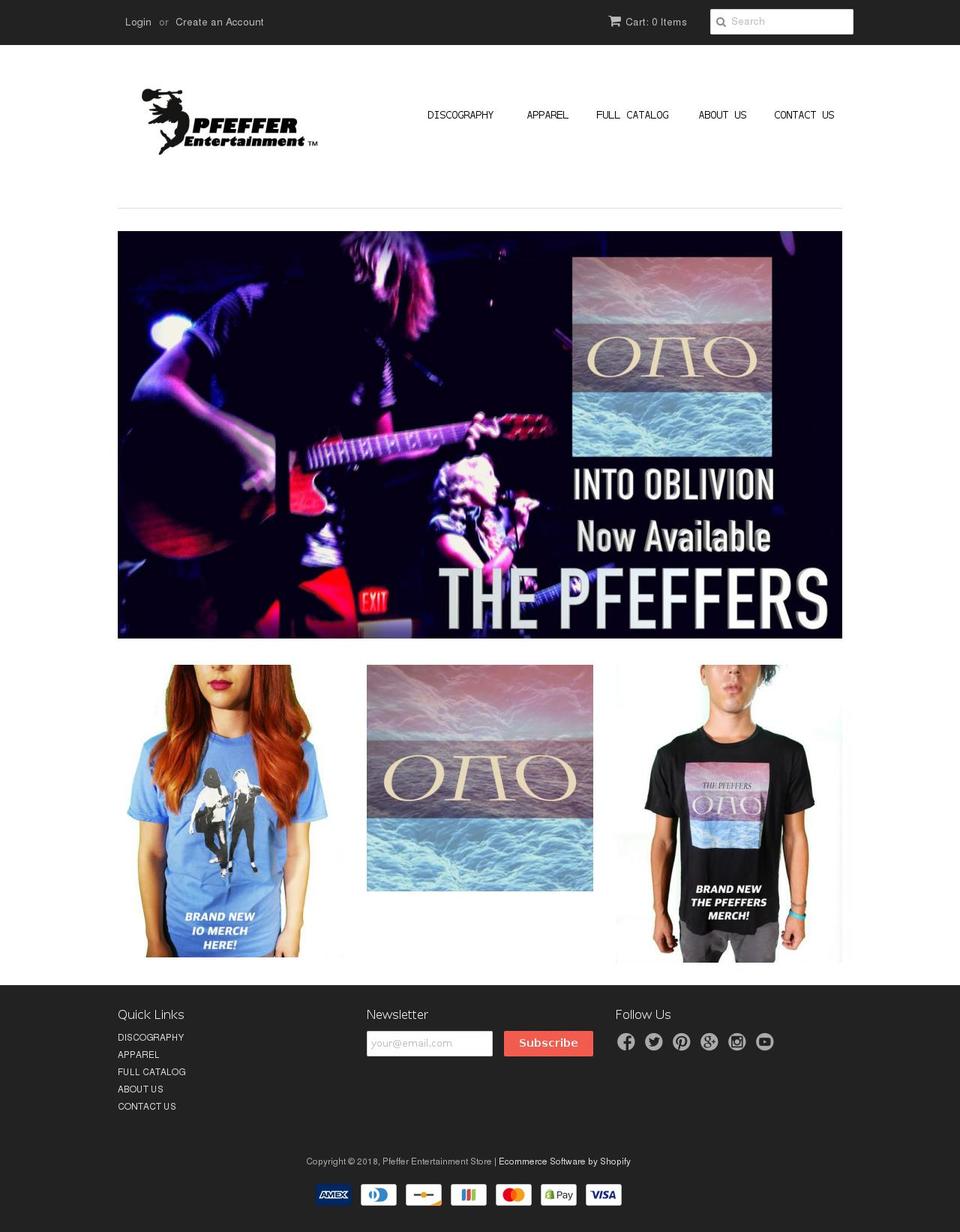 pfefferentertainmentstore.com — Shopify storefront screenshot