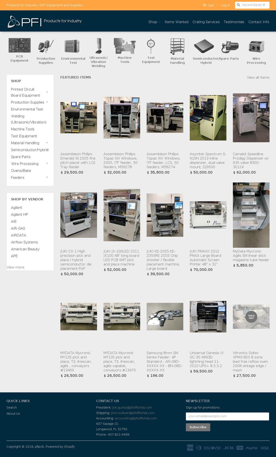 pfiofflorida.com — Shopify storefront screenshot