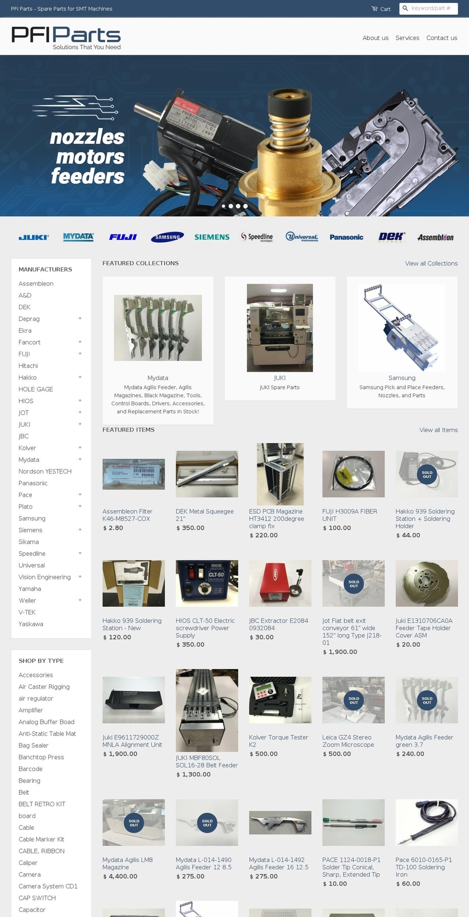 pfipartsus.com shopify website screenshot