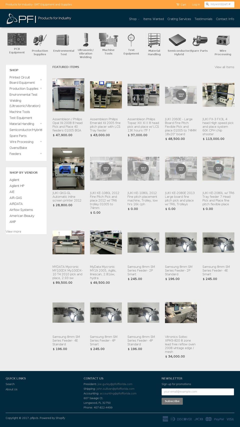 pfipcb.com shopify website screenshot