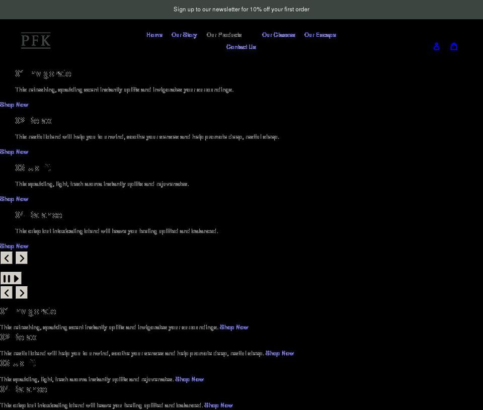 pfkwellbeing.co.uk shopify website screenshot