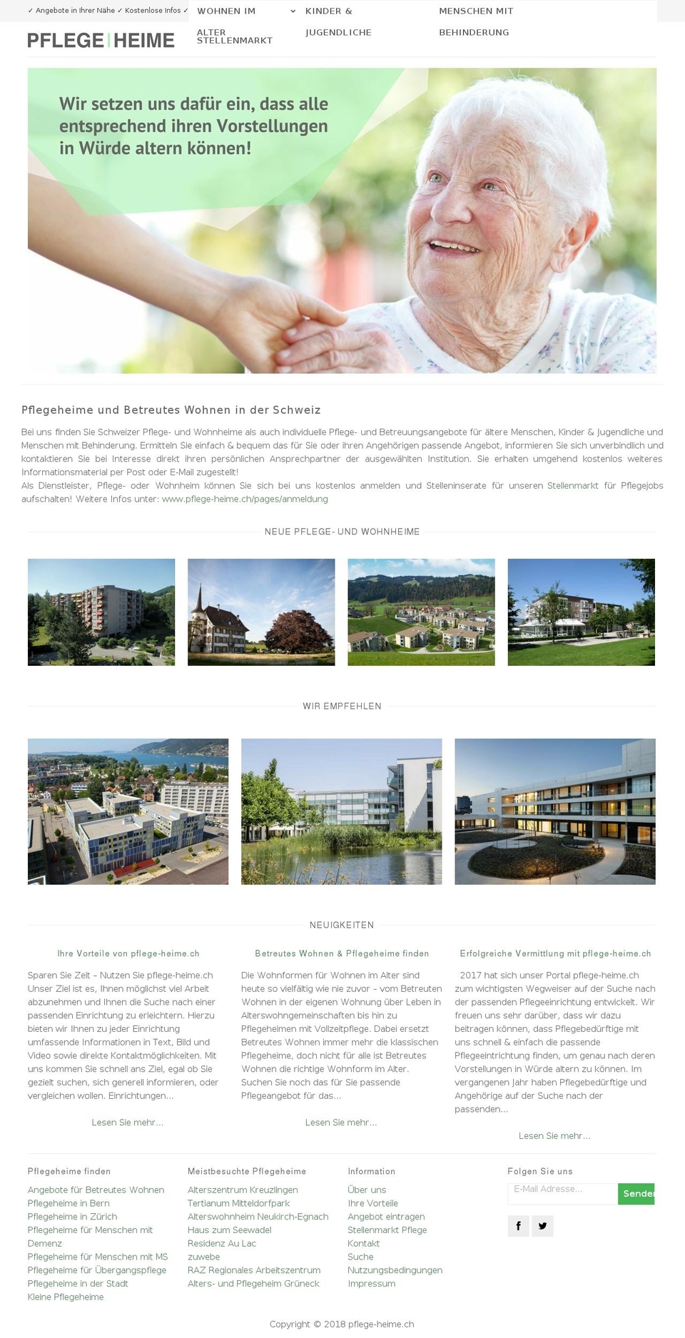 pflege-heime.ch shopify website screenshot