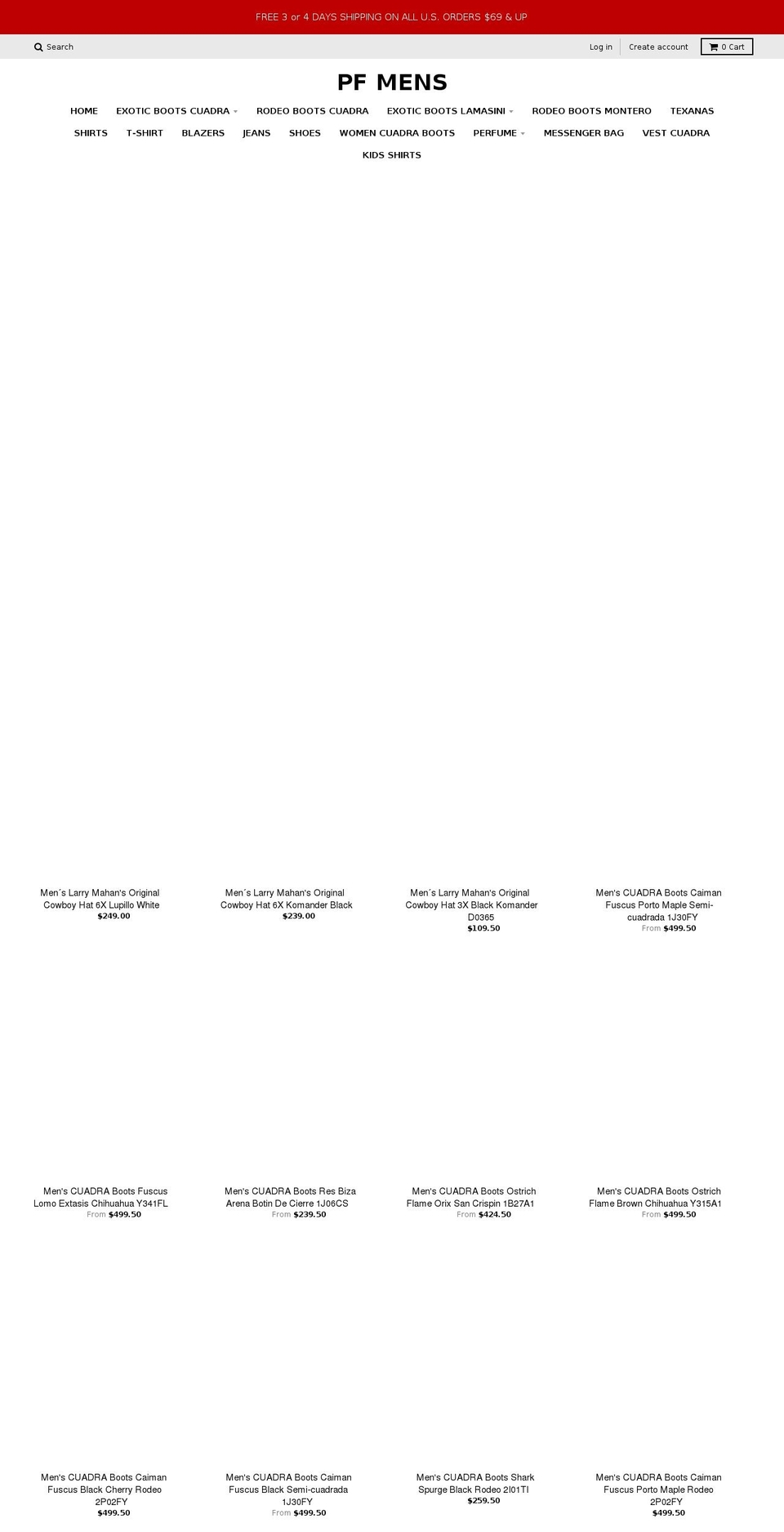pfmens.com shopify website screenshot