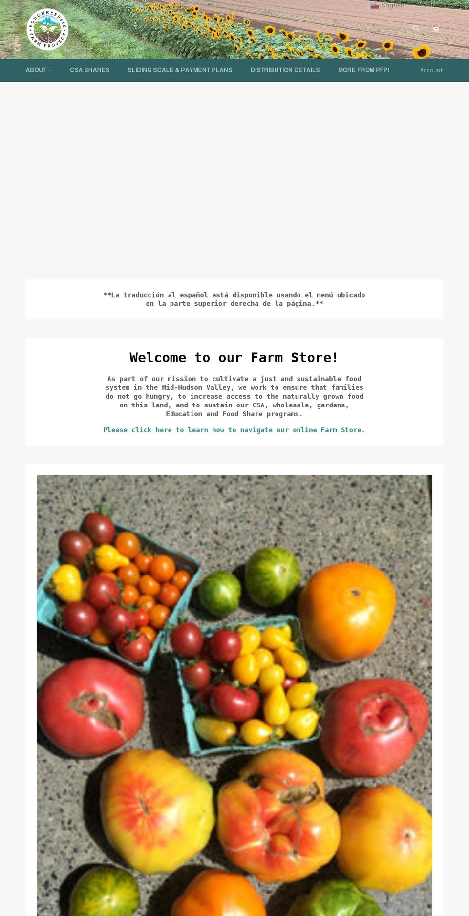 pfpfarmstore.com shopify website screenshot