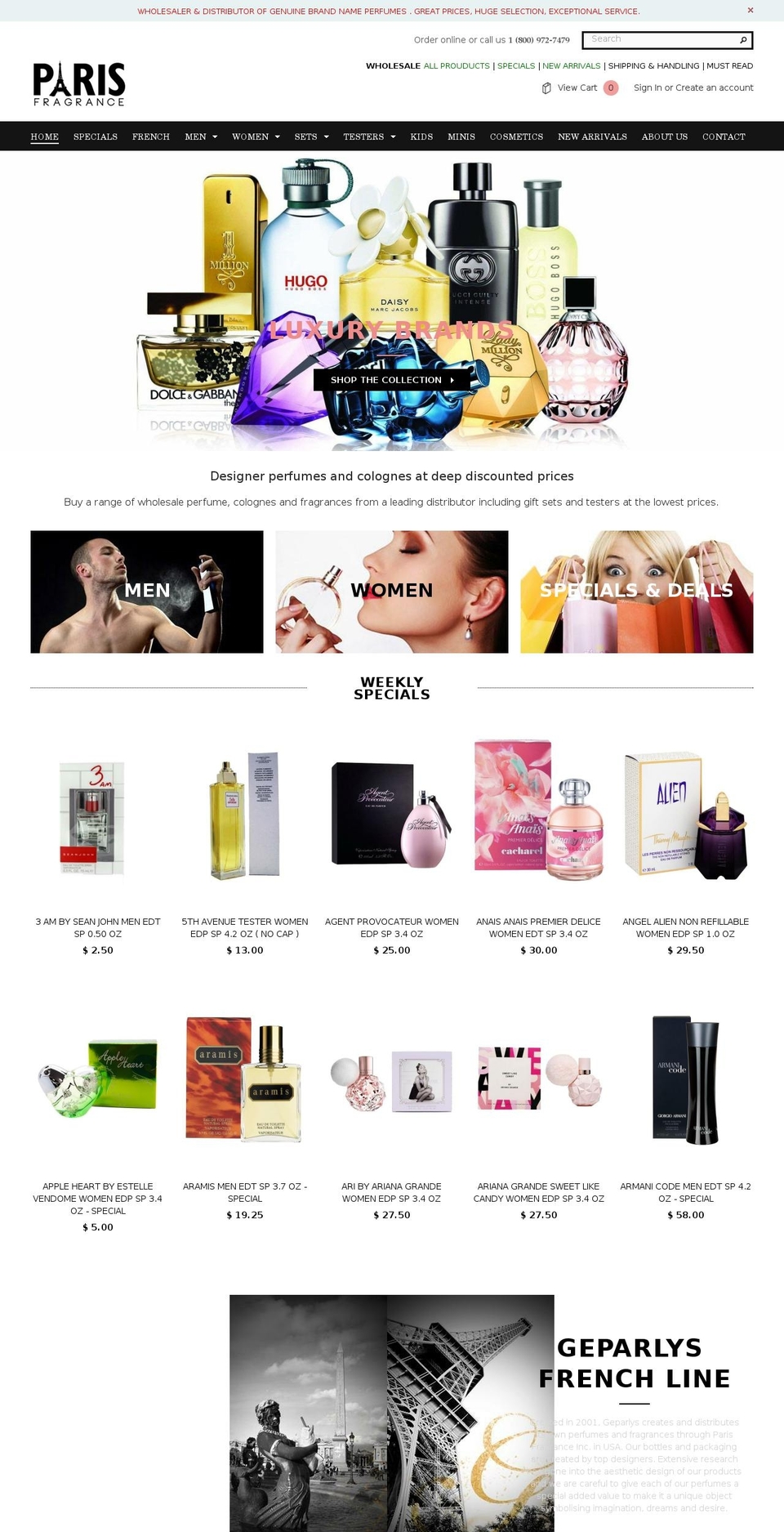 pfragrance.com — Shopify storefront screenshot