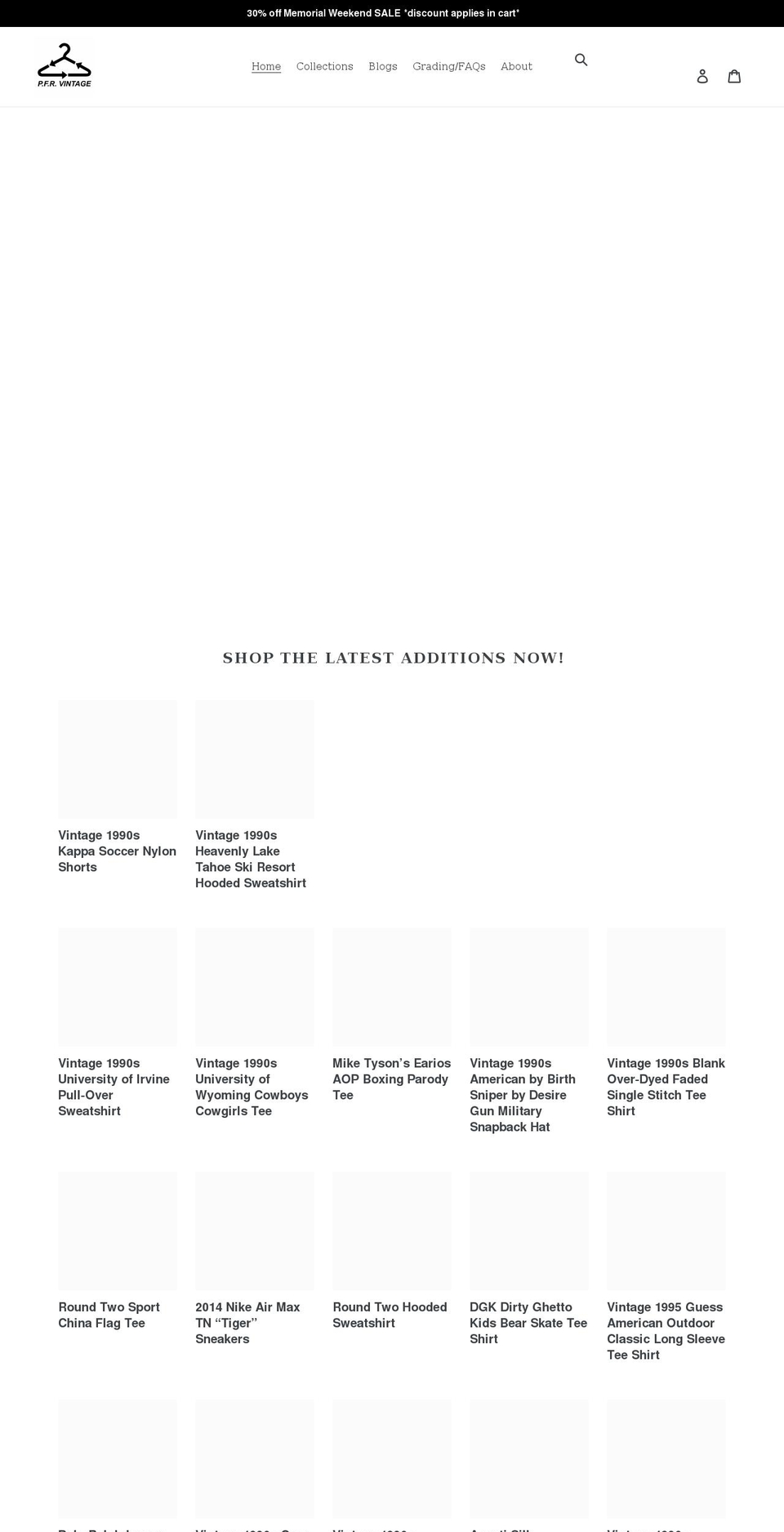 pfrvintage.com shopify website screenshot