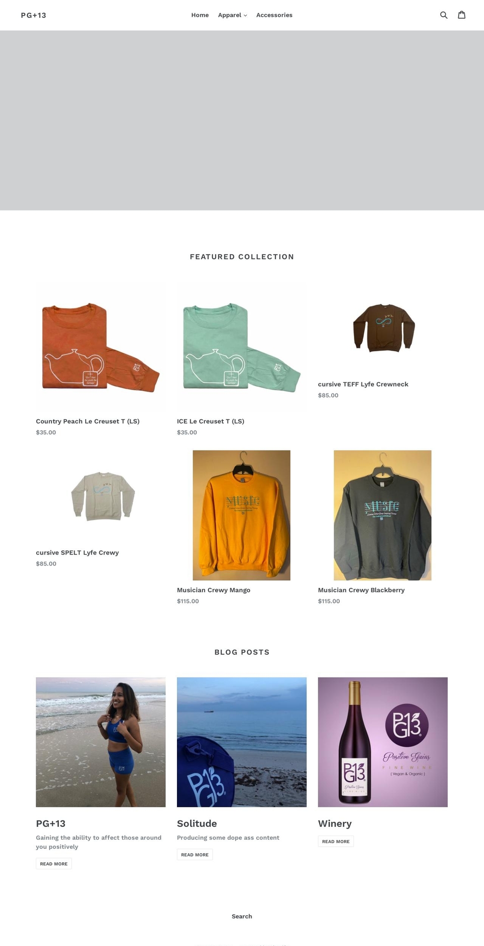 pg13.us shopify website screenshot