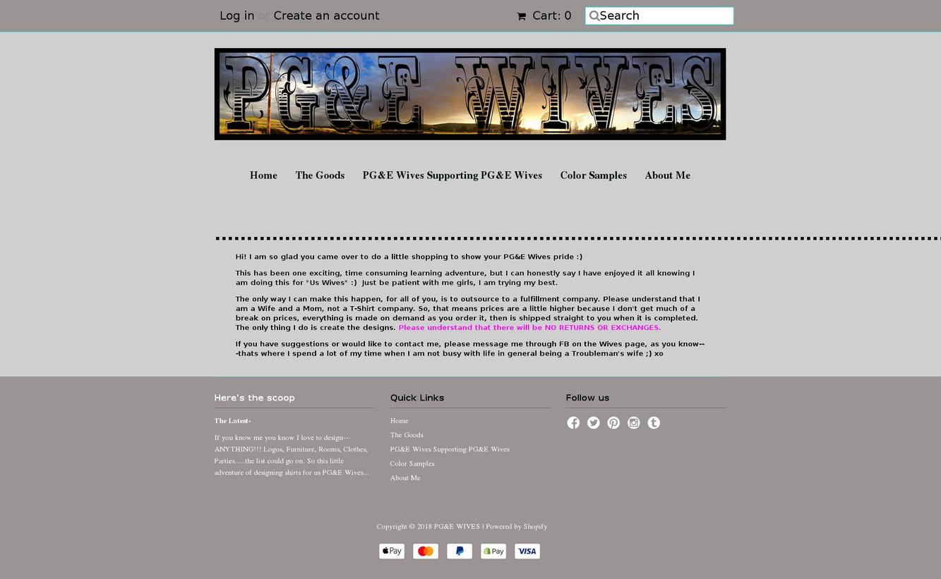 pgewives.com — Shopify storefront screenshot