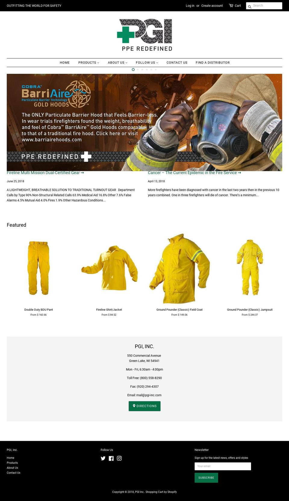 pgi-inc.net shopify website screenshot