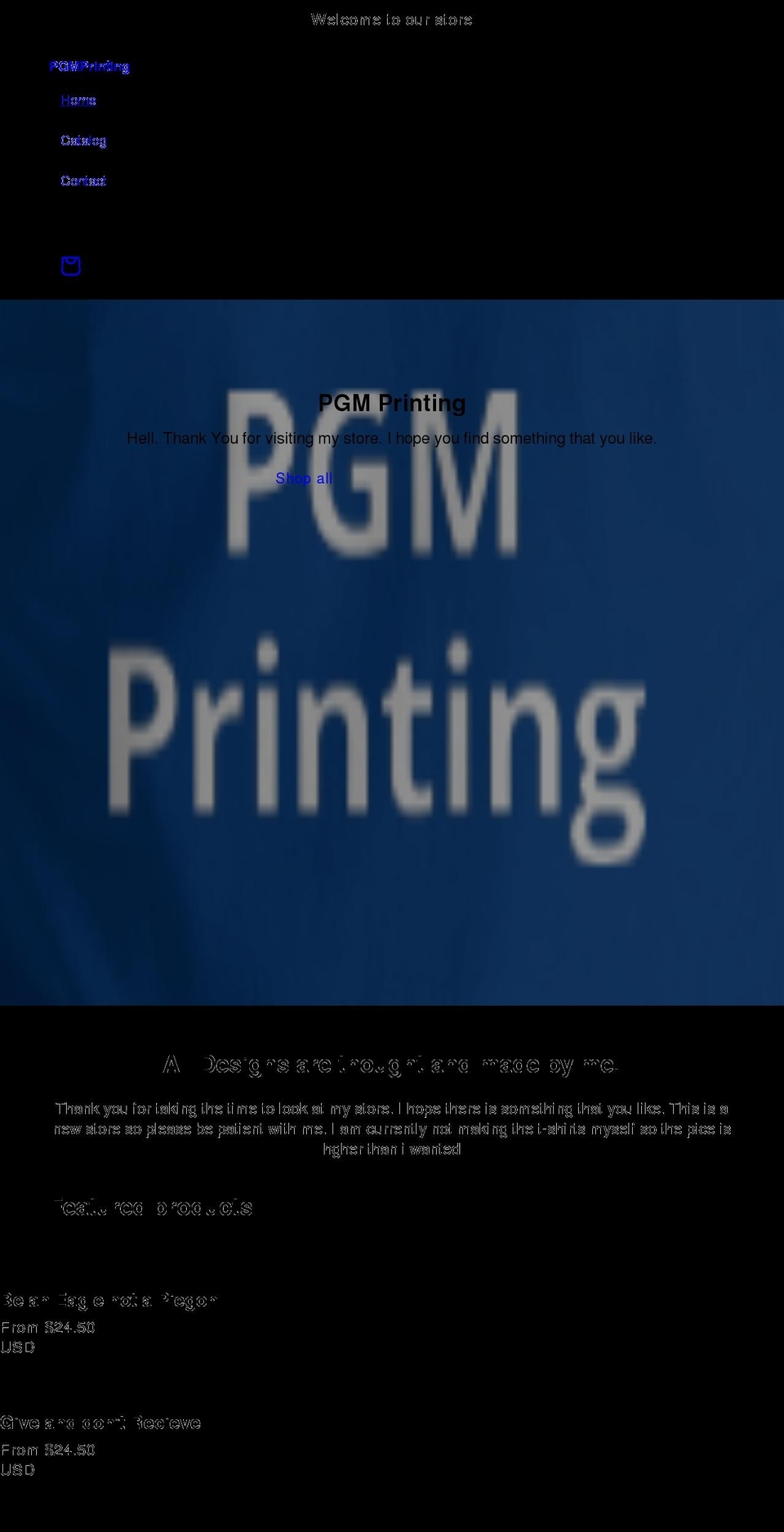 pgmprinting.com shopify website screenshot