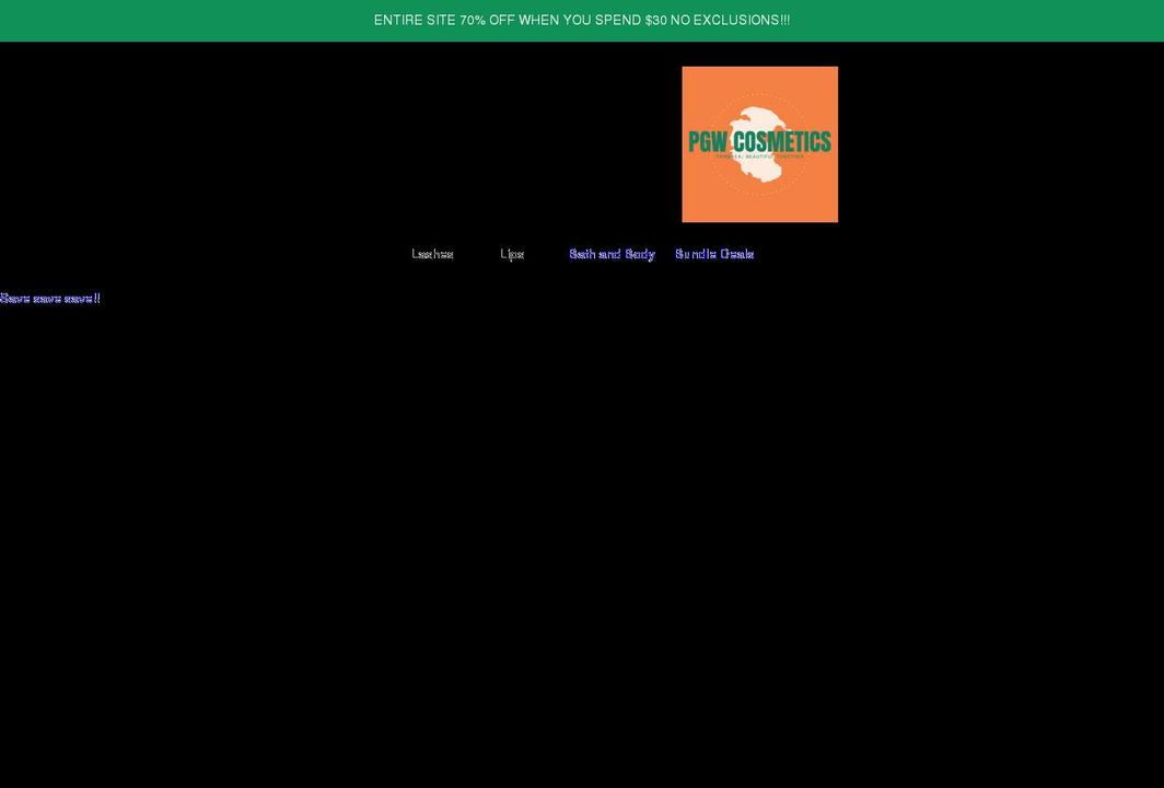 pgwcosmetics.com shopify website screenshot