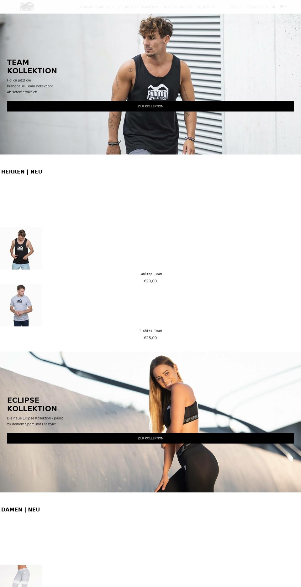 phantom-athletics.de shopify website screenshot