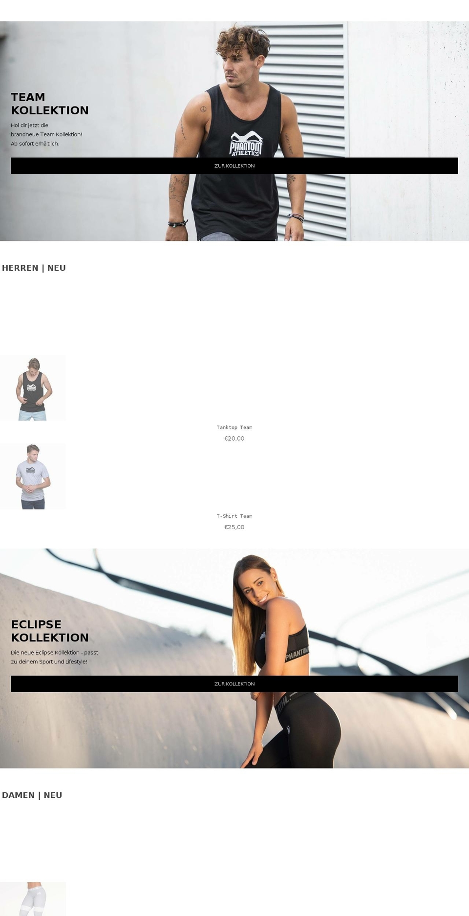 phantom-fightwear.com — Shopify storefront screenshot