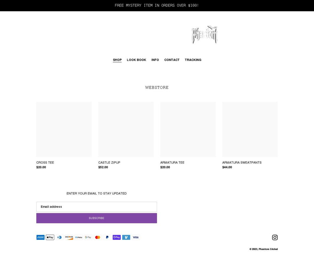 phantomglobalshop.com shopify website screenshot